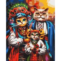 Картина по номерам Семья котиков-казаков BS53690L BrushMe 40*50