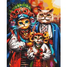 Картина за номерами Сім'я котиків-козаків BS53690L BrushMe 40*50