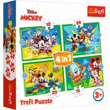 Пазли Trefl Міккі Маус серед друзів 4в1 (12, 15, 20, 24) 34616