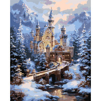 Картина за номерами Замок у зимових горах Орігамі LW 3553 40x50 см