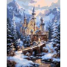 Картина за номерами Замок у зимових горах Орігамі LW 3553 40x50 см