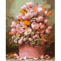 Картина по номерам Букет из розовых тюльпанов Оригами LW 3212 40x50 см